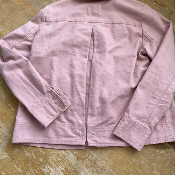 LOFT Dusty Pink Linen Blend Button Boxy Cargo Utility Jacket Size XXSP - Picture 6 of 14